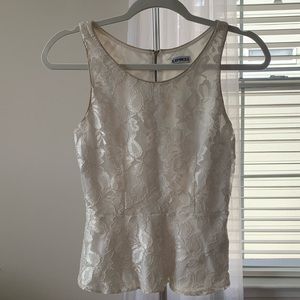 Express Peplum Top Cream Gold XS
